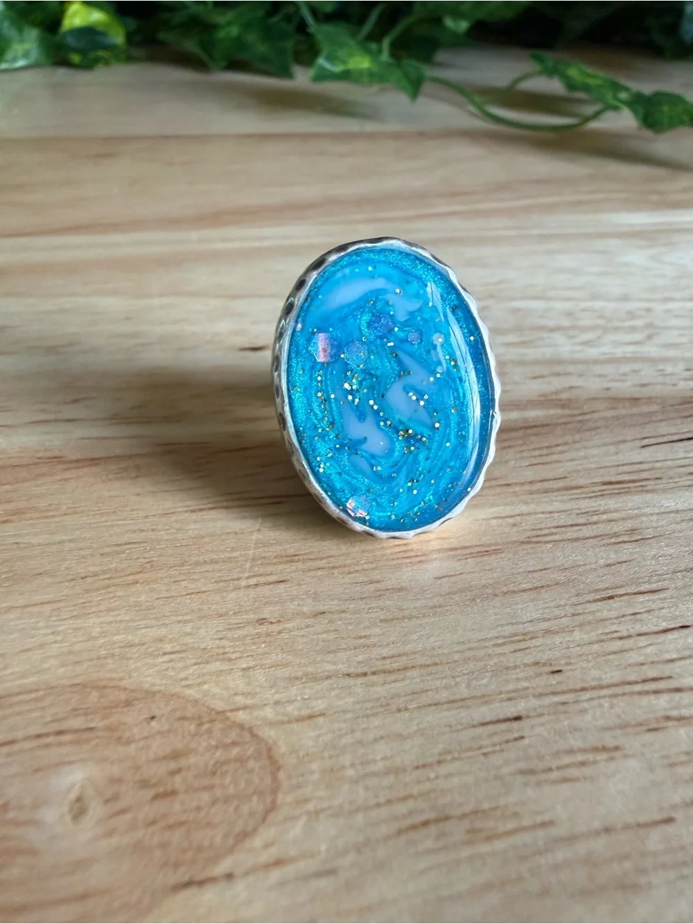 Handmade Ocean Blue Jewelry Set | Matching Statement Ring & Cuff | Coastal Boho